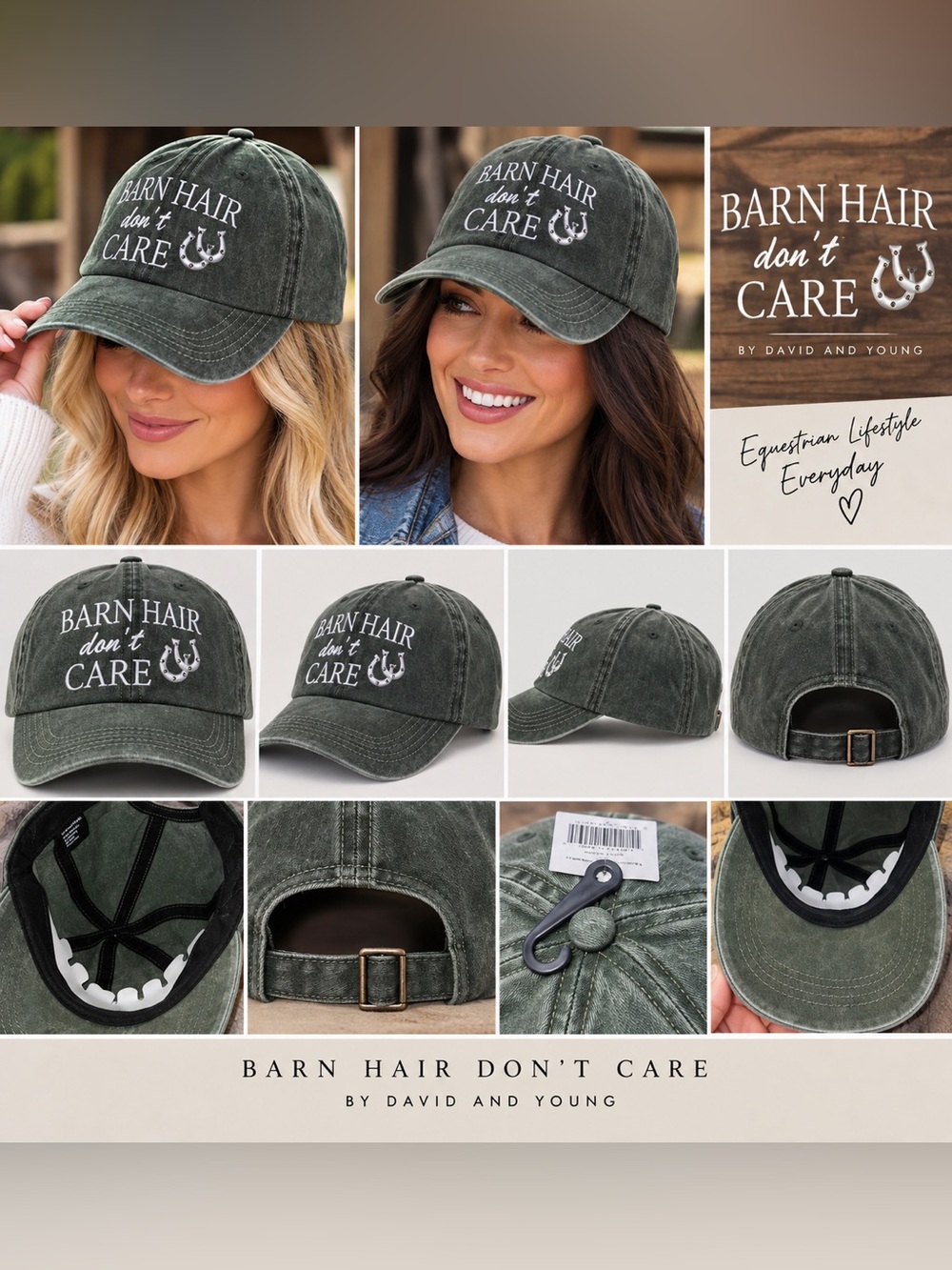 Horse 🐎 Enthusiasts Hat w/White Embroidery & Rhinestones✨on horseshoes🤩 {NWT} - Picture 1 of 14